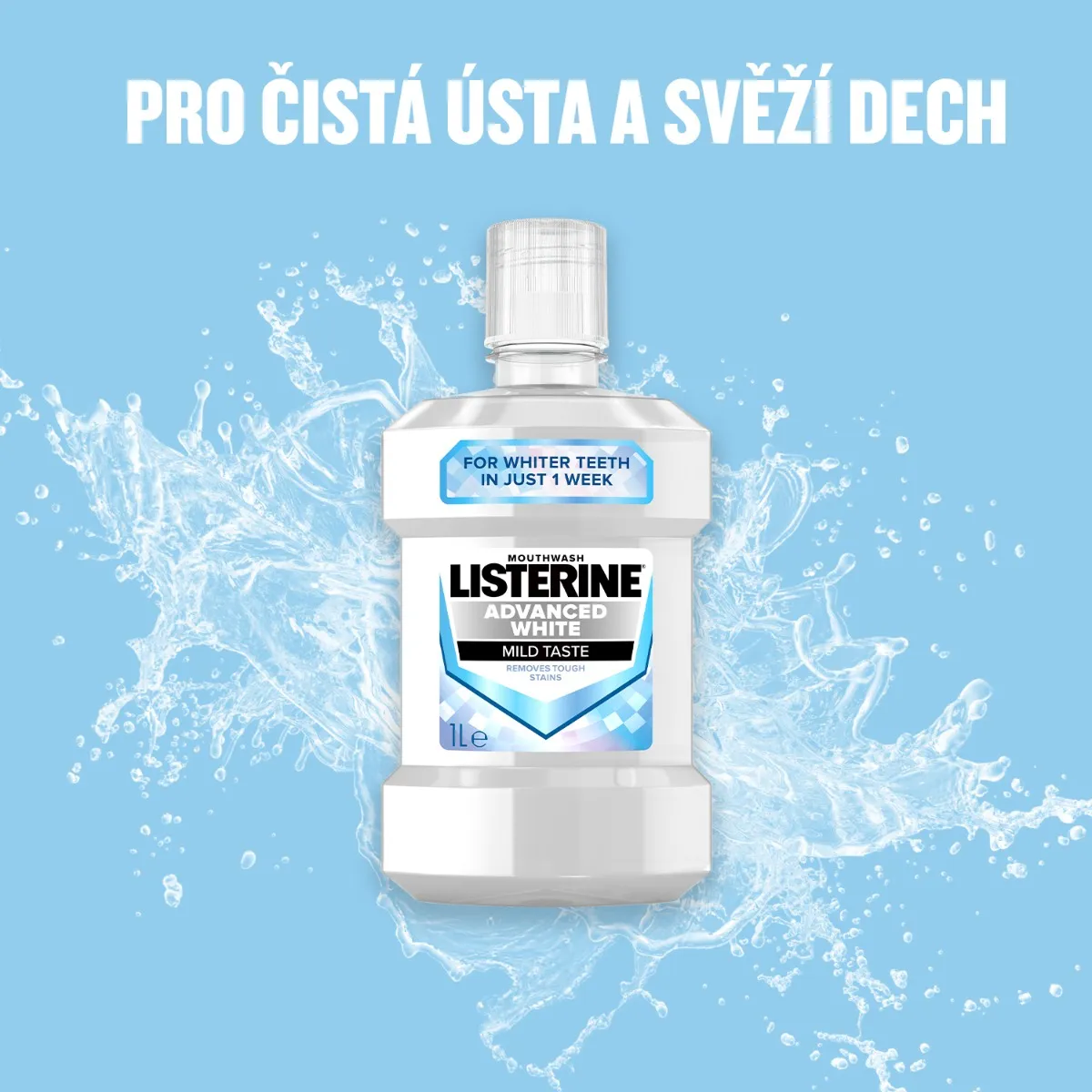 Listerine Advanced White Mild Taste ústní voda 1 l