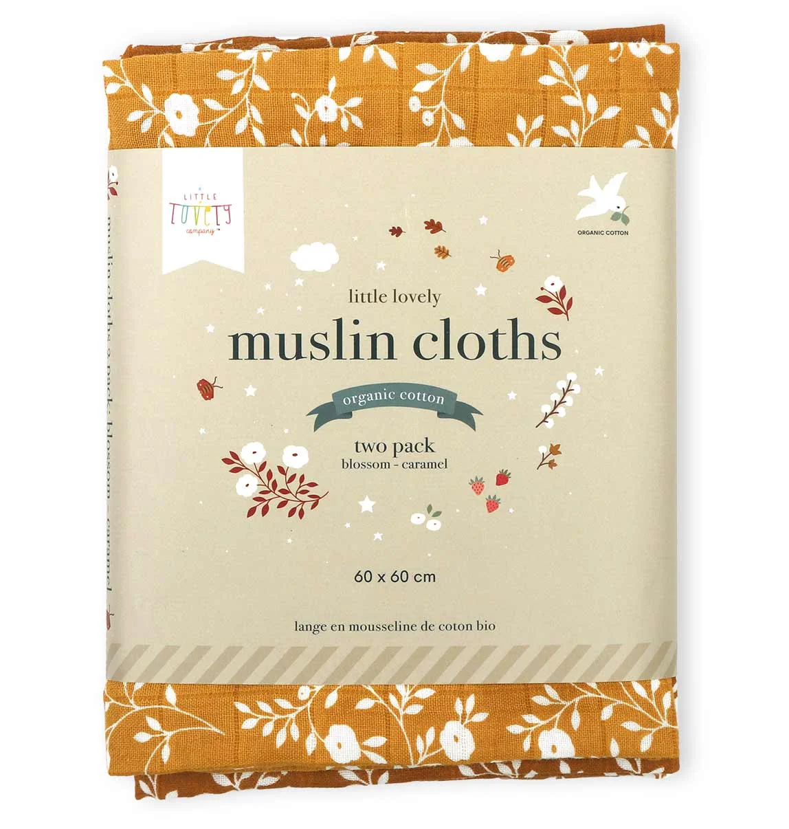 A Little Lovely Company Mušelínové plenky,  blossom - caramel - 2 ks