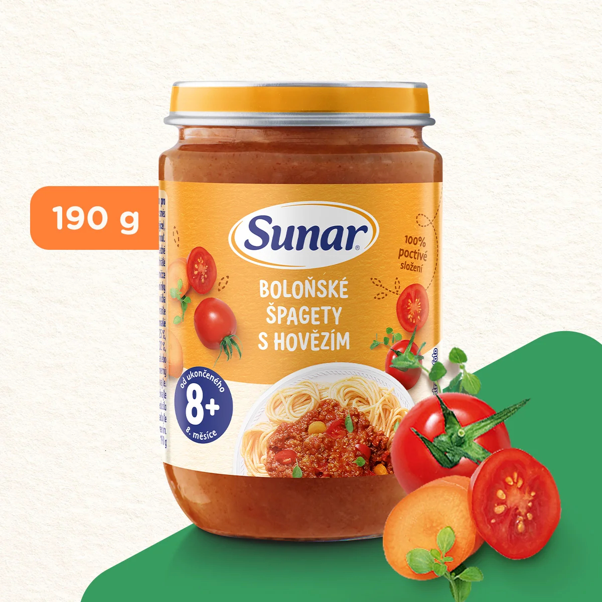 Sunar Příkrm Špagety s boloňskou omáčkou 8m+ 190 g