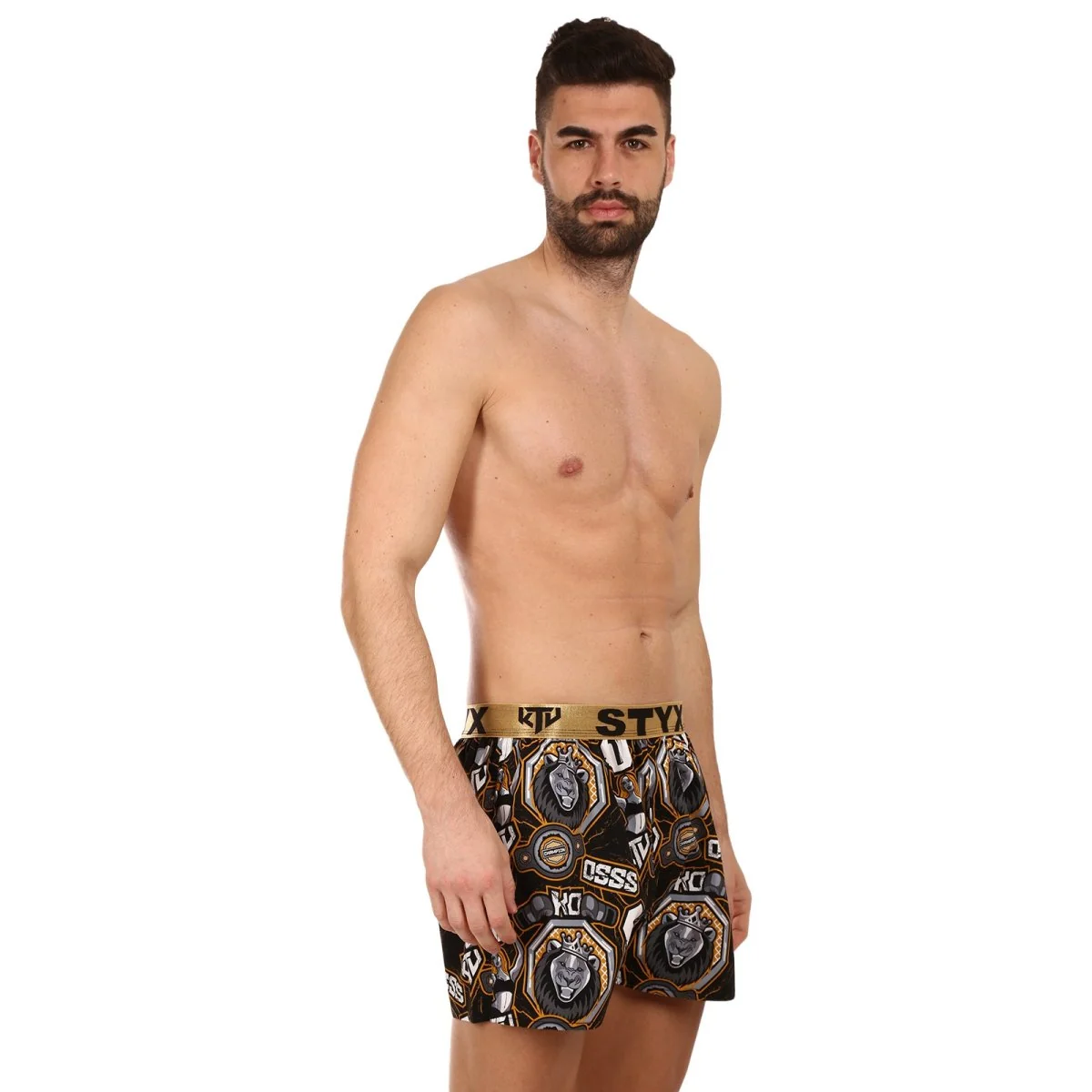 Styx Pánské trenky art / KTV sportovní guma - zlatá guma (BTZ1655) L