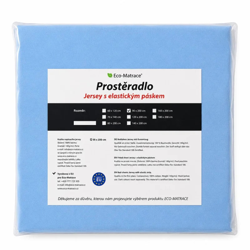 EcoMatrace Jersey prostěradlo Exclusive - světle modré 180x200 cm