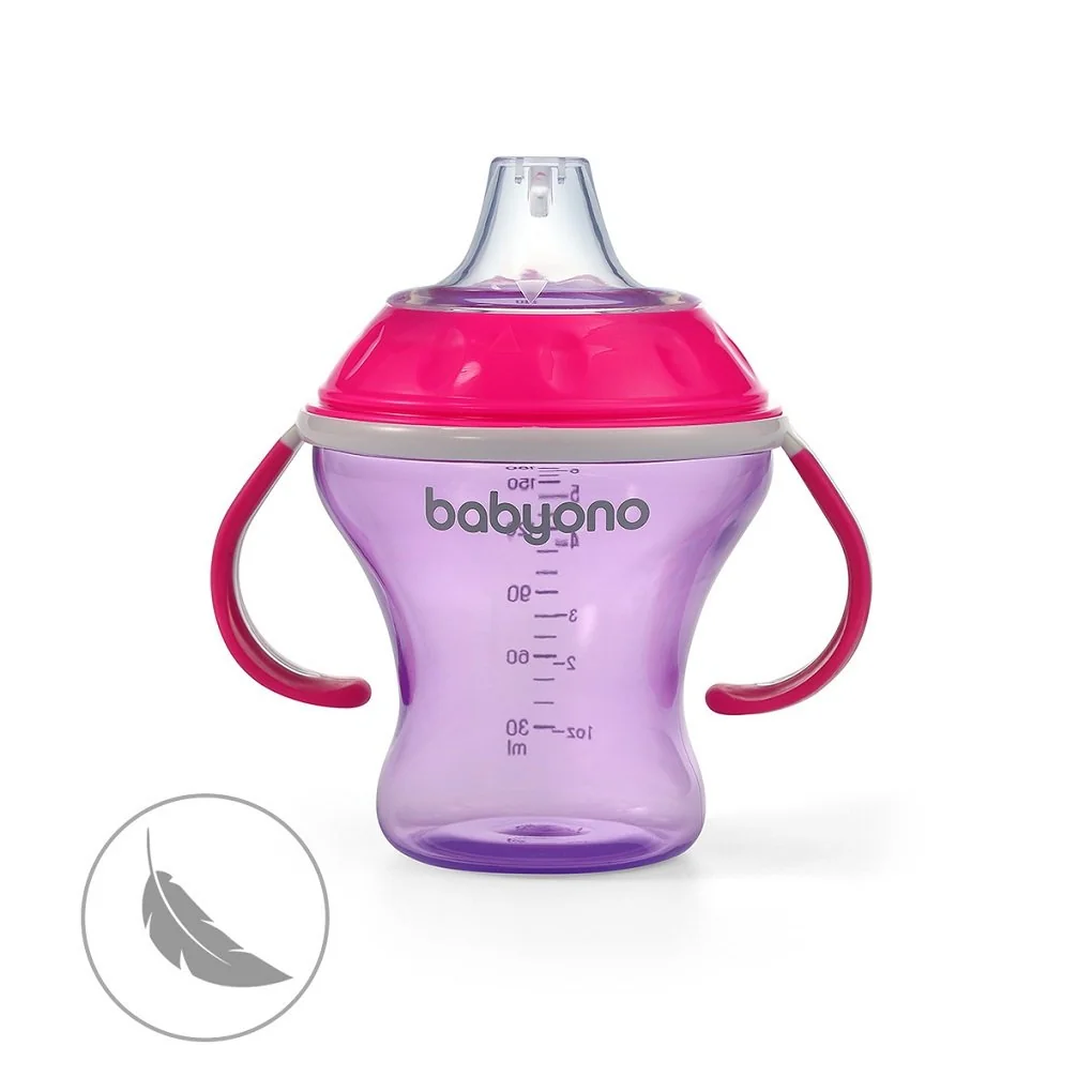 Babyono Nekapající hrneček s měkkým pítkem - lila/růžová