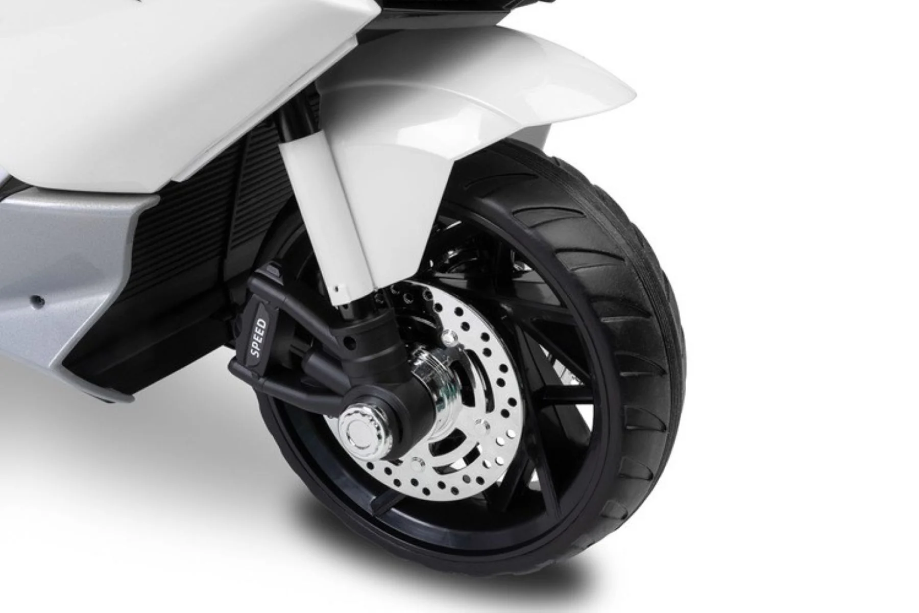 Toyz Elektrická tříkolová motorka pro děti – 2 motory, LED, USB, bílá