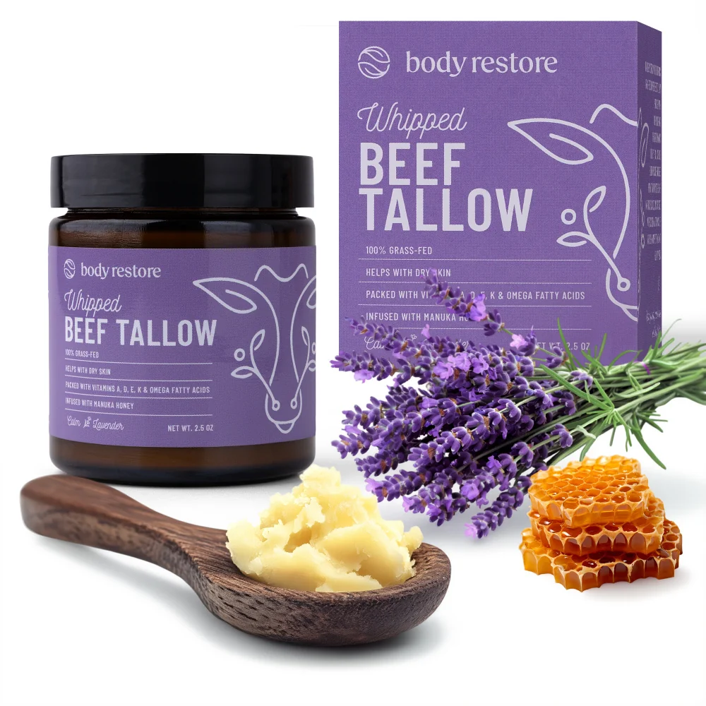 Body Restore Našlehaný tělový krém z hovězího loje levandule 71 g