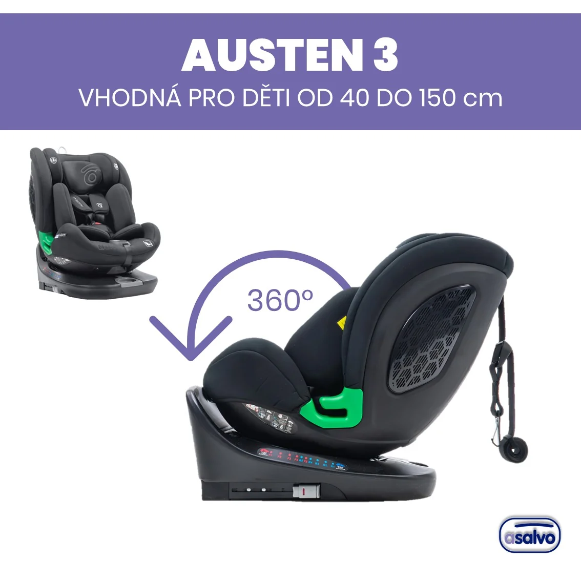 Asalvo AUSTEN 3 autosedačka i-Size 40-150, 360° grey