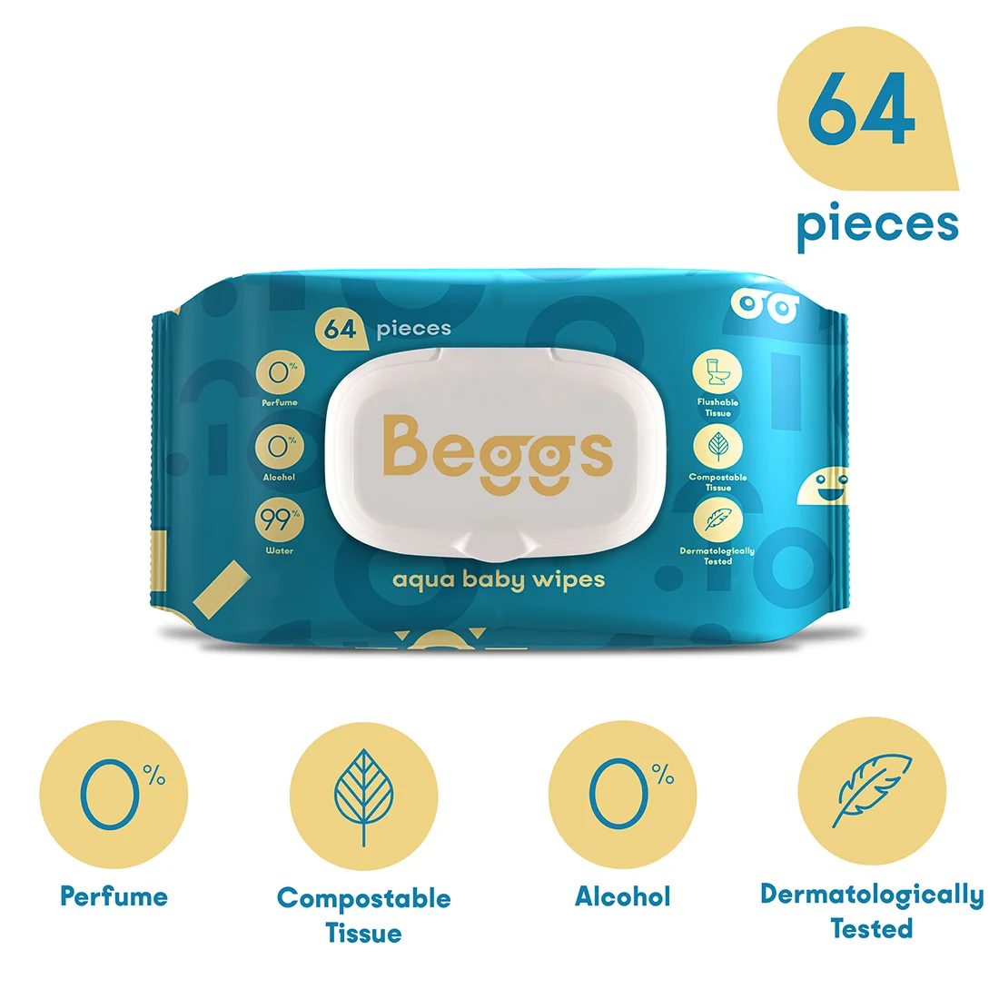 Beggs Vlhčené splachovatelné ubrousky 64 ks