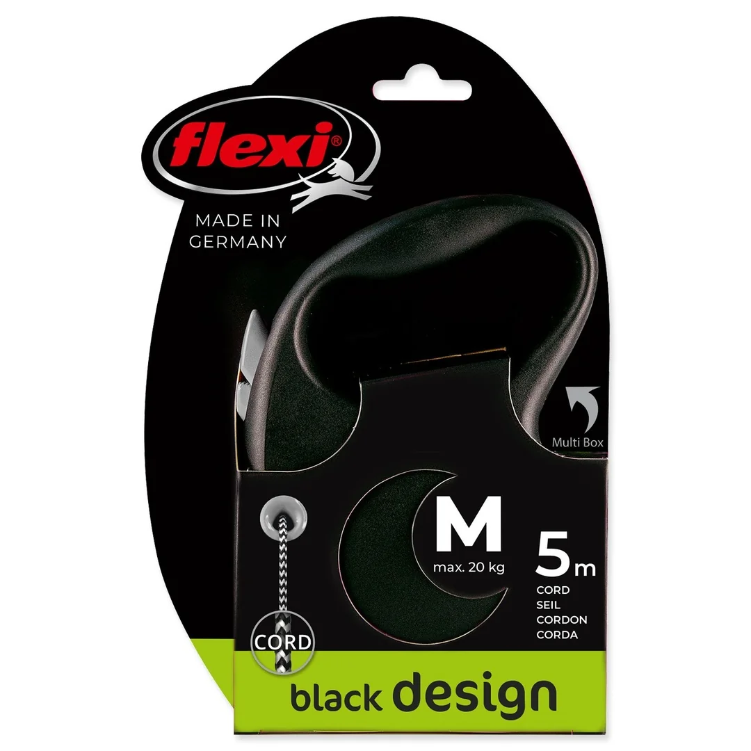 Flexi Vodítko Black Design lanko M černé 5m