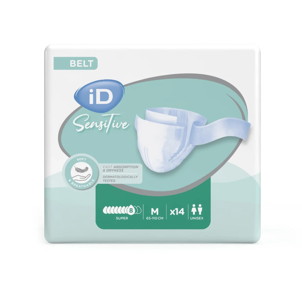 iD Sensitive Belt Medium Super inkontinenční pleny 14 ks