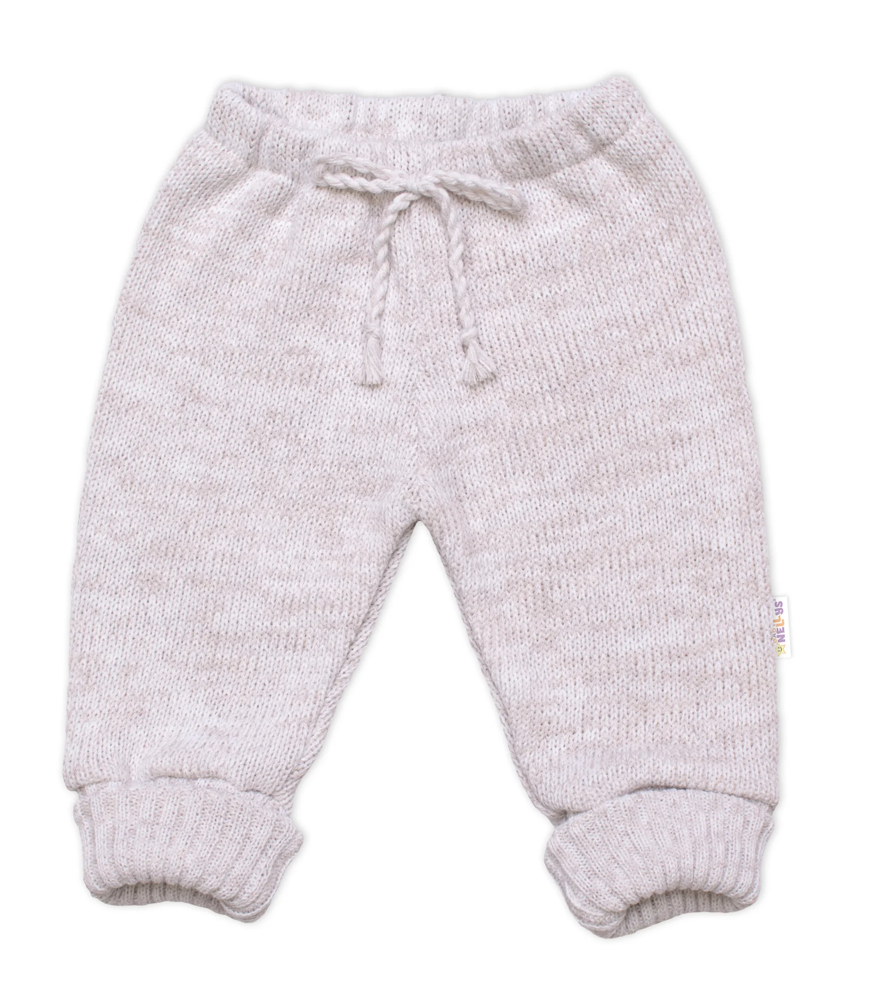 Baby Nellys Rostoucí pletená sada 4D Girl s volánkem Love, béžový melírek, vel. 68/74