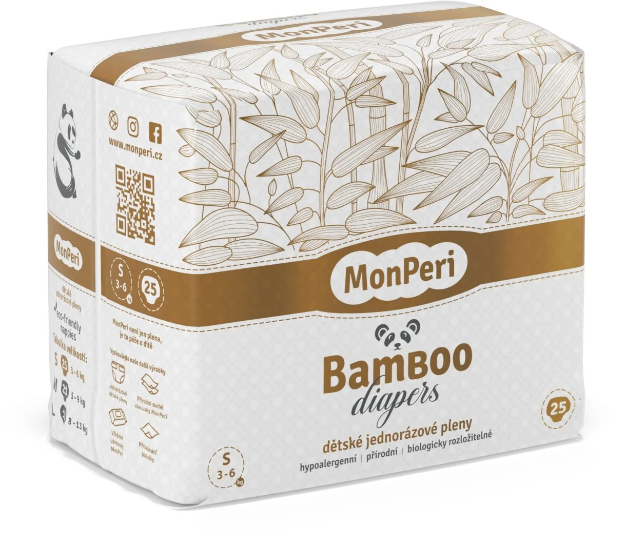 MonPeri Bamboo S 3-6 kg dětské plenky 25 ks