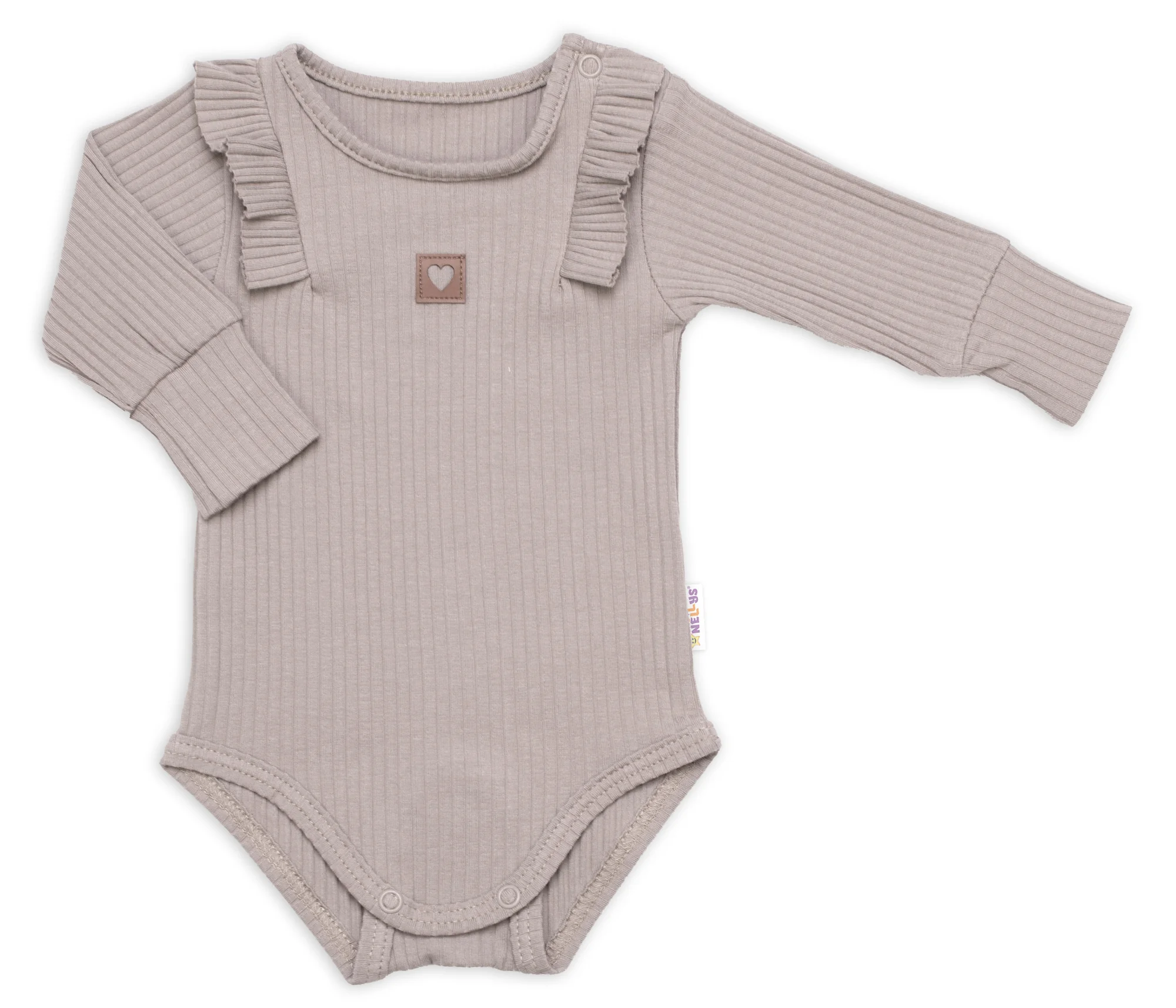 Baby Nellys Žebrovaná rostoucí souprava 3D, Baby Girl - taupe, vel. 68/74