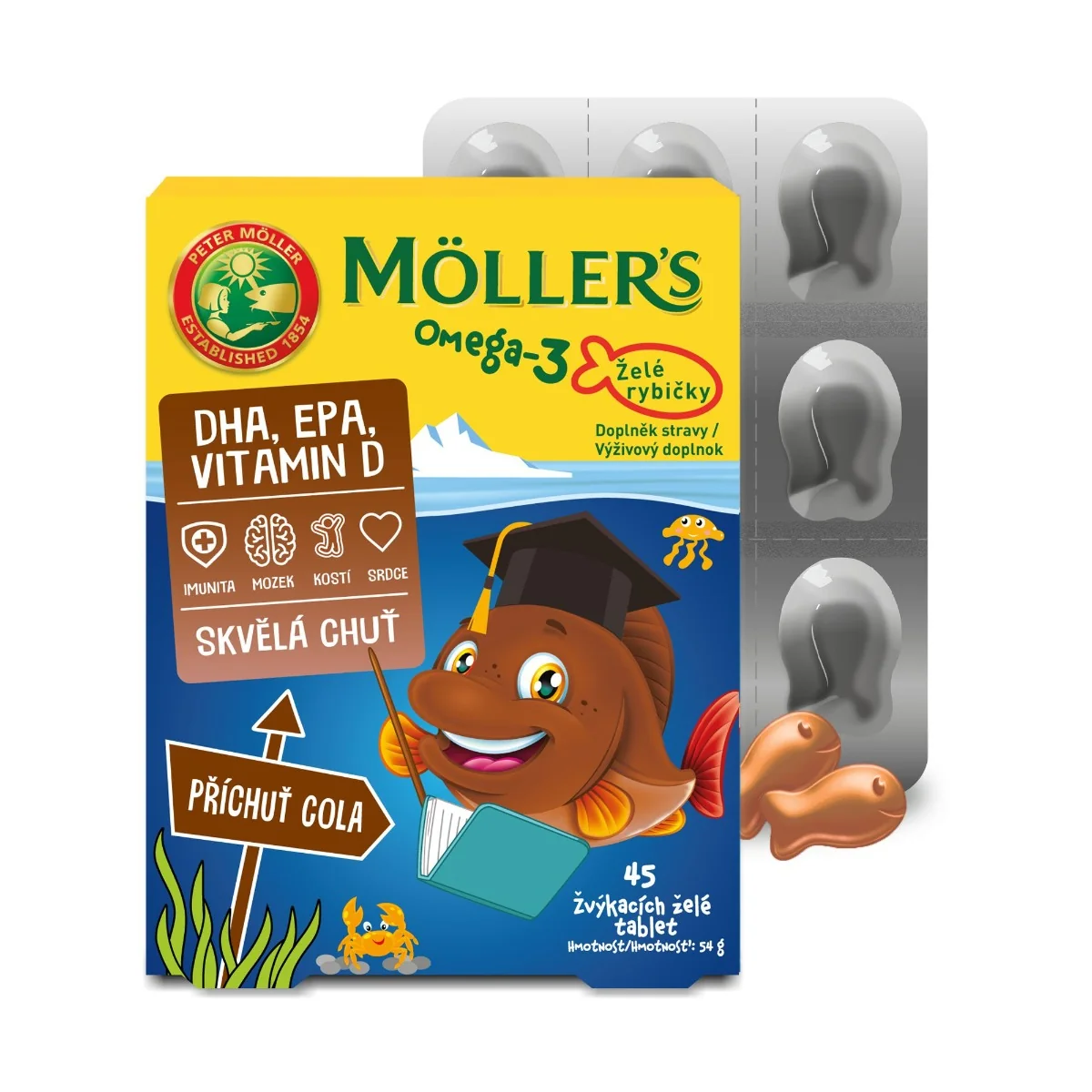 Mollers Omega-3 Želé rybičky Cola 45 želé tablet