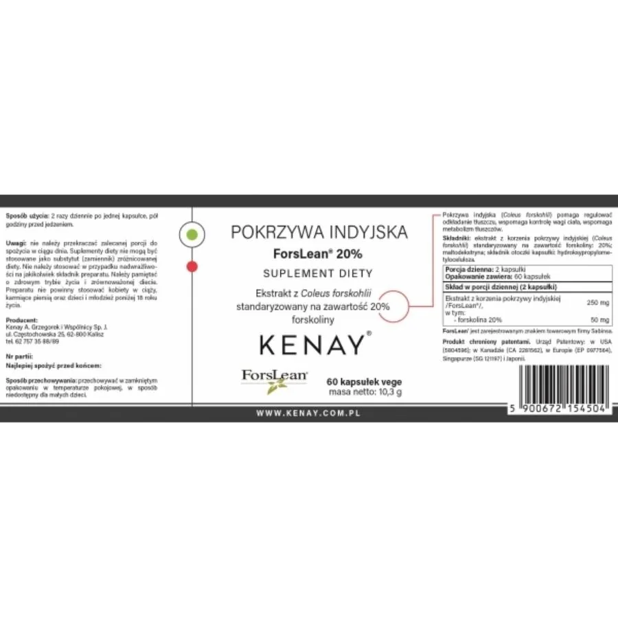 Kenay Kopřiva indická forsklean 20% 60 kapslí