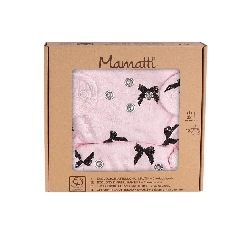 Mamatti Mamatti Látková plenka EKO sada - kalhotky + 2 x plenka, vel. 5 - 14 kg, Bow