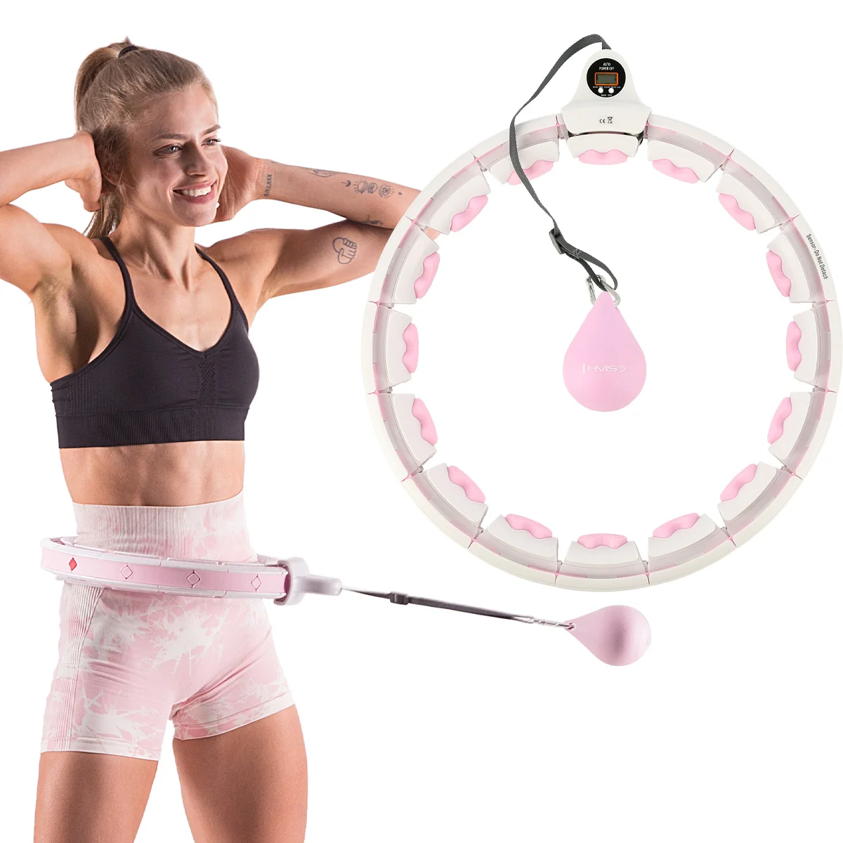 HMS Sada masážní hula hoop HHW06 růžová se závažím
