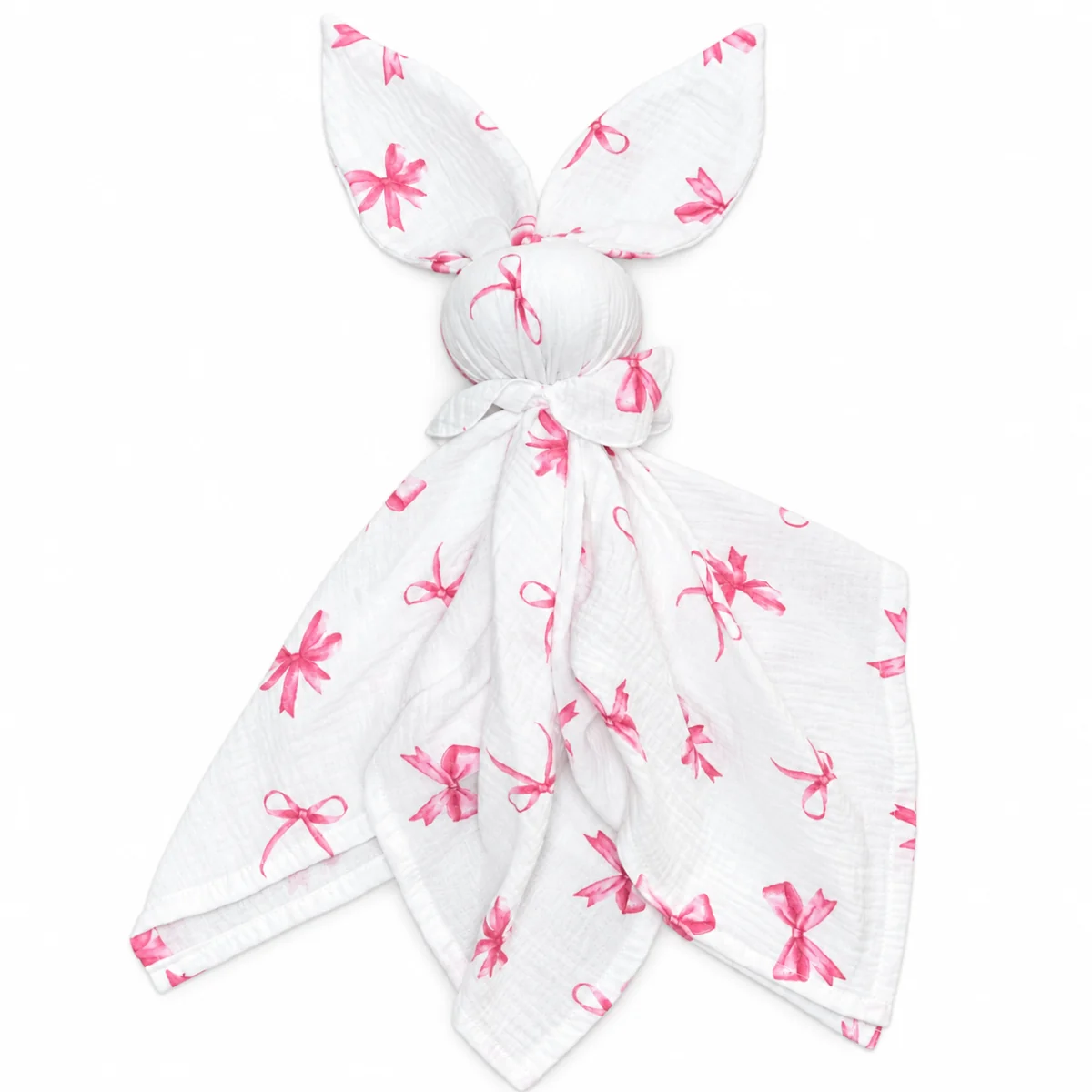 Baby Nellys Mušelínová plenka, mazlíček, přítulníček Bunny, Mašličky, růžová, ecru