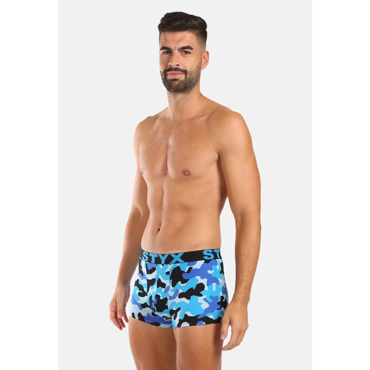 Styx Pánské boxerky art sportovní guma maskáč modrý (G1850) L
