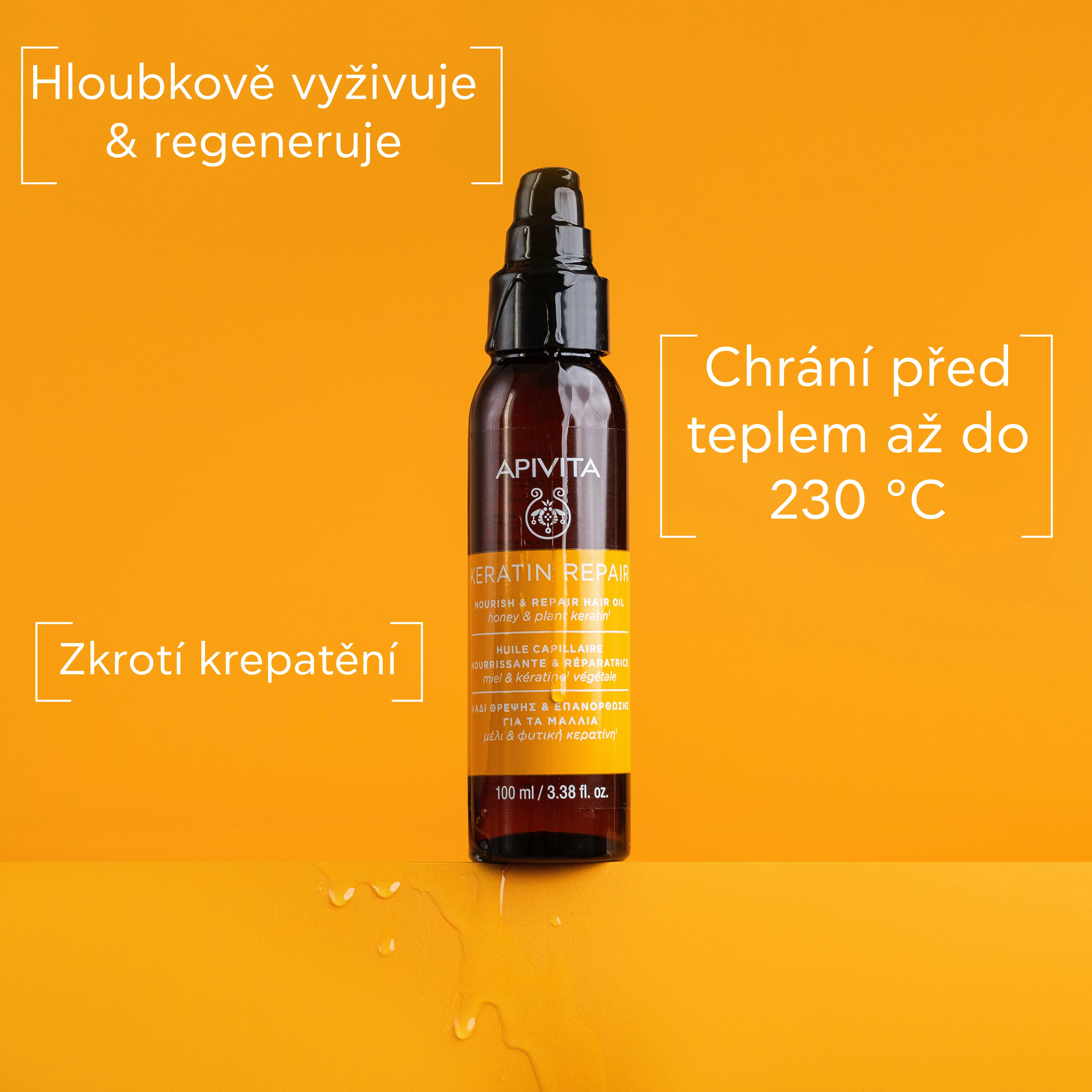 APIVITA Keratin Repair olej na suché a poškozené vlasy 100 ml
