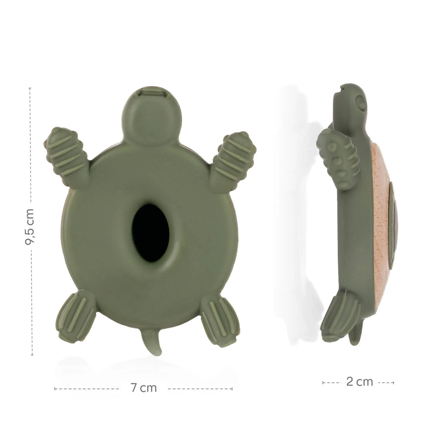 Zopa Silikonové dřevěné kousátko Turtle, Forest Green 3