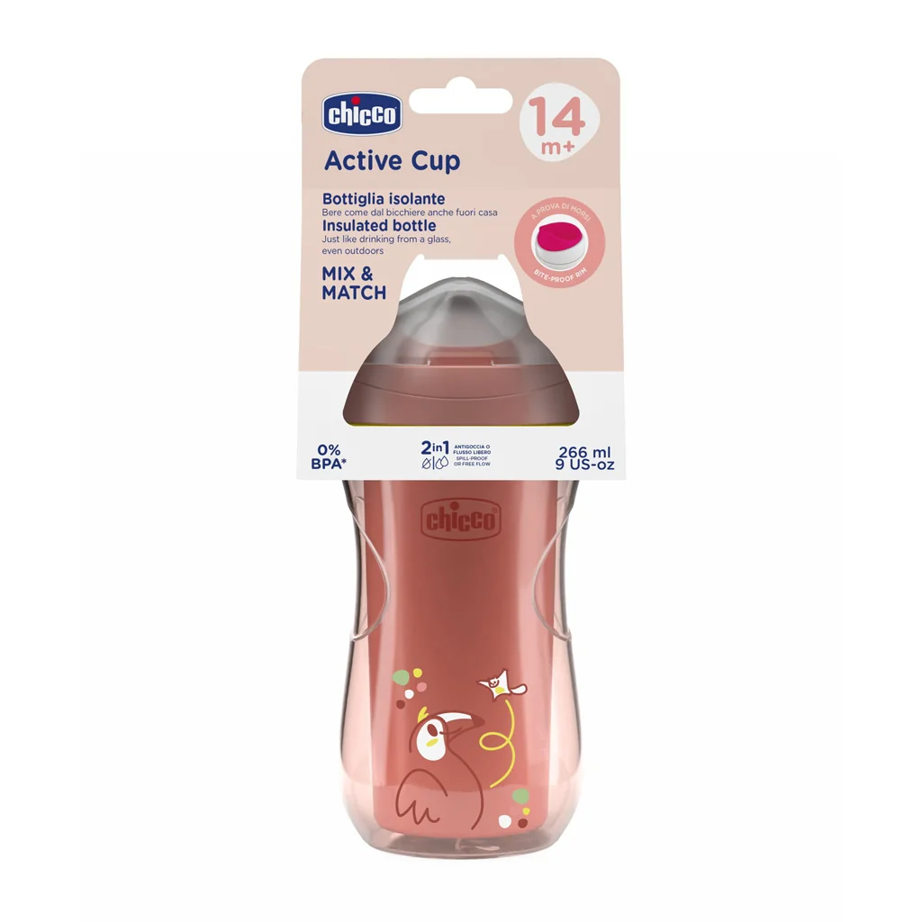 Chicco Hrneček Active termo s tvrdým náustkem 14m+ 266 ml pink