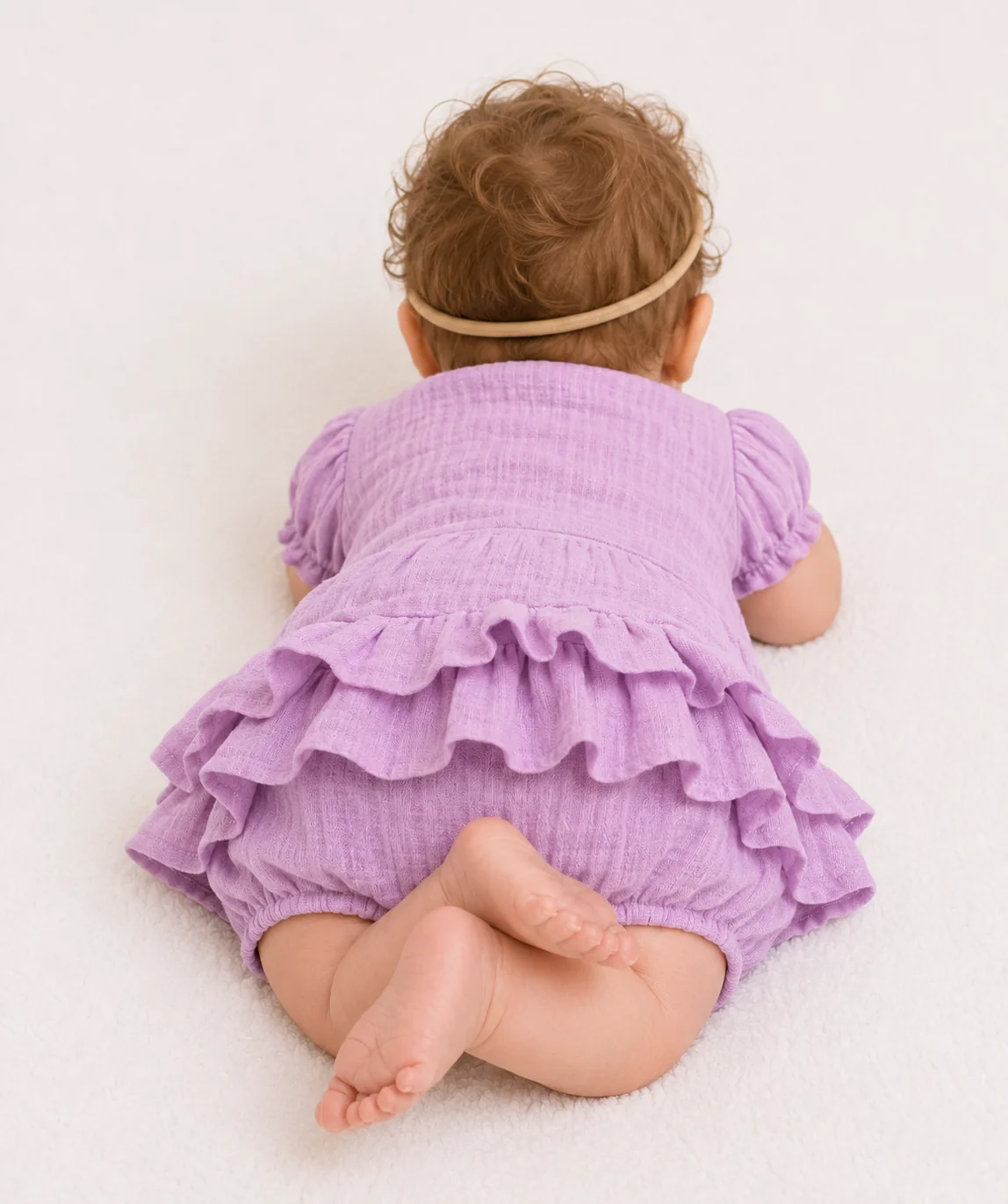 Baby Nellys 3-dílná mušelínová soupravička, body, kraťasky + čelenka GIRL, lila, vel. 74 vel. 74
