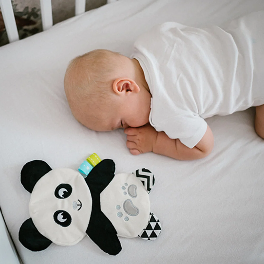 Babyono Plyšová hračka/přítulníček, šustící PANDA POLLY, krémová/černá