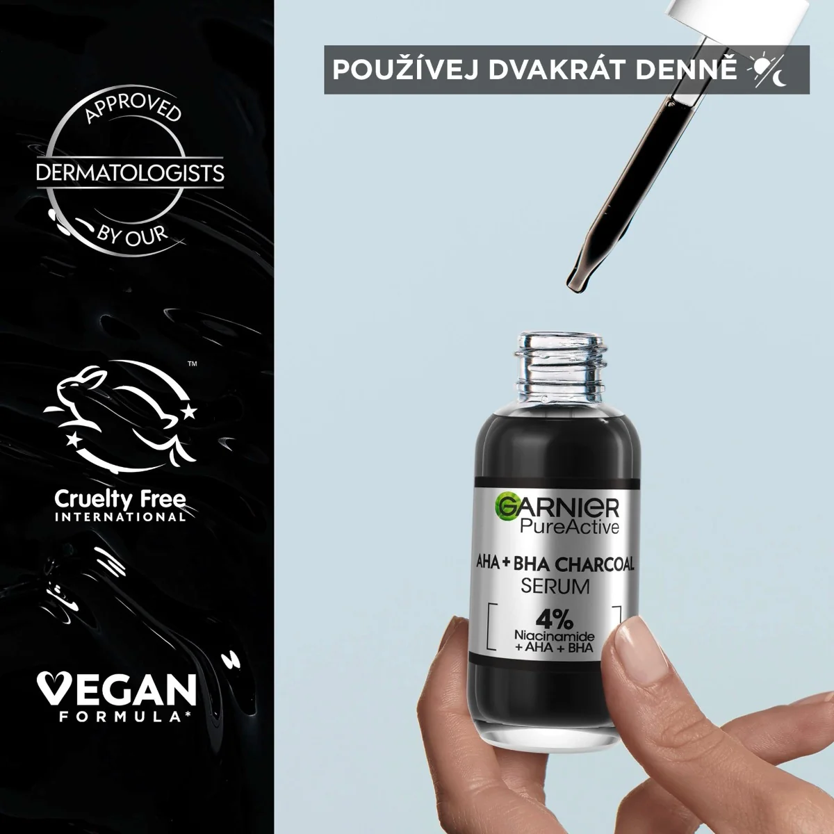 Garnier Pure Active AHA + BHA Charcoal sérum proti nedokonalostem 30 ml