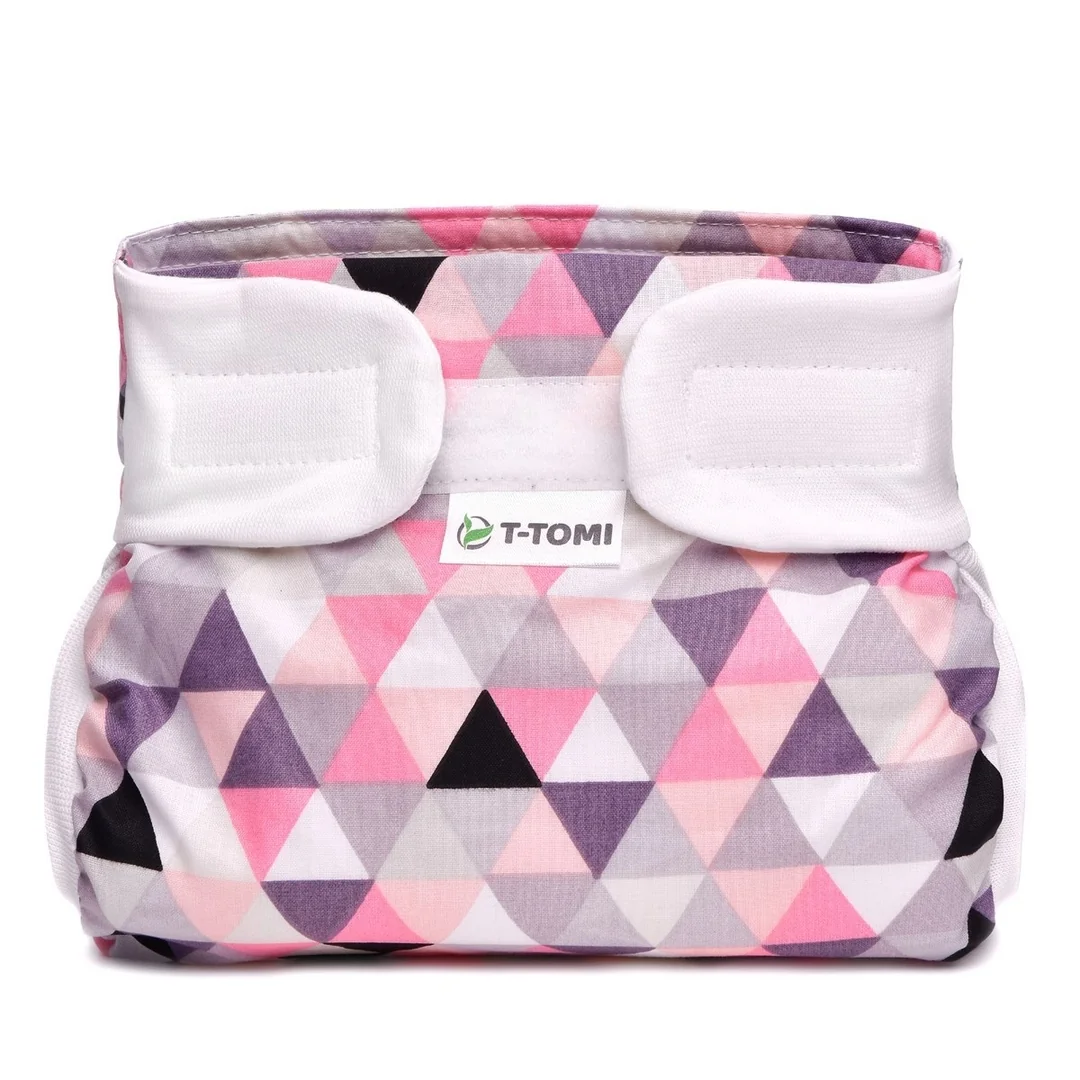 T-tomi Ortopedické abdukční kalhotky - suchý zip Pink triangles (5-9kg)