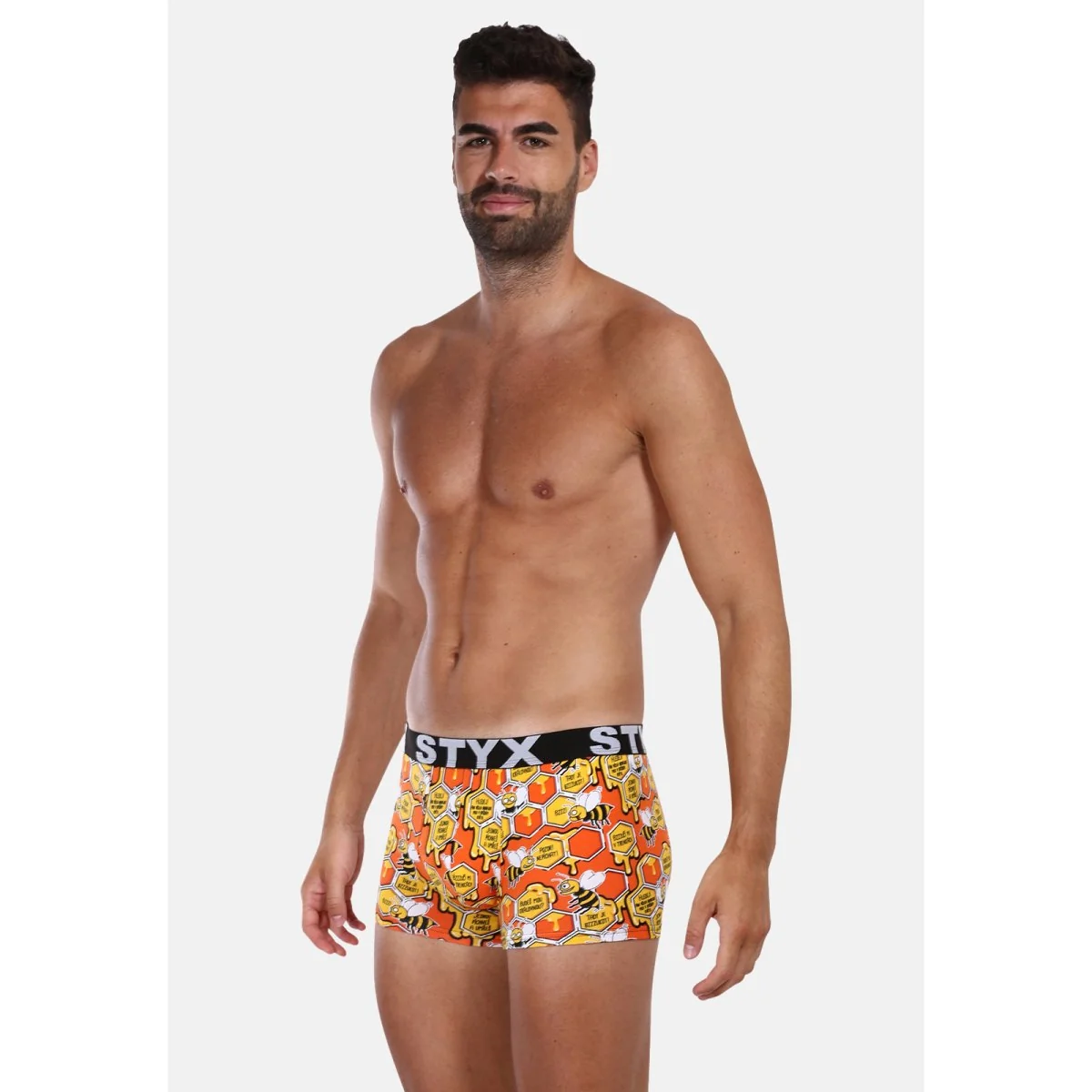 Styx Pánské boxerky art sportovní guma nadrozměr včelky (R1654) 5XL
