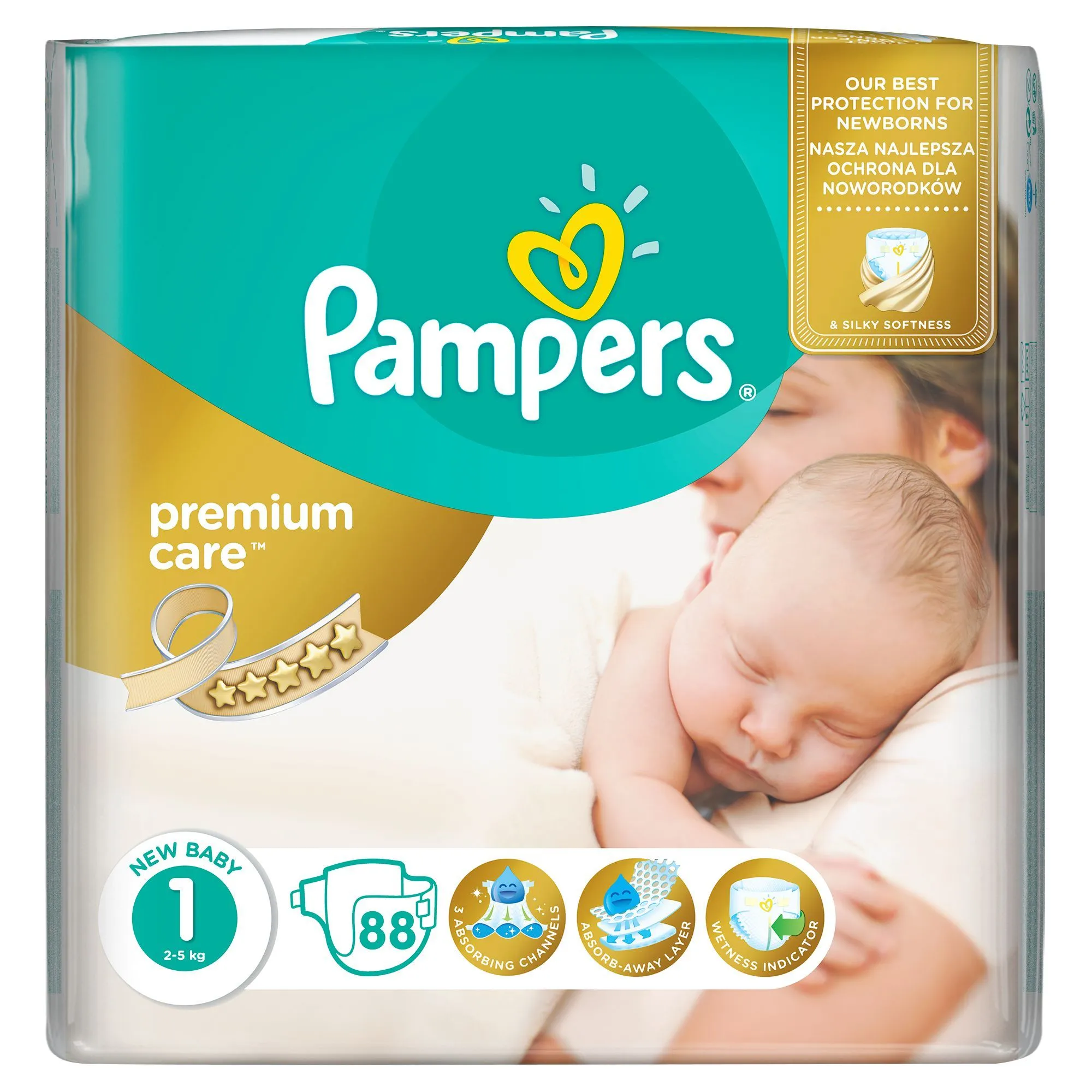 Pampers Premium Care vel. 1 Newborn dětské pleny 88 ks