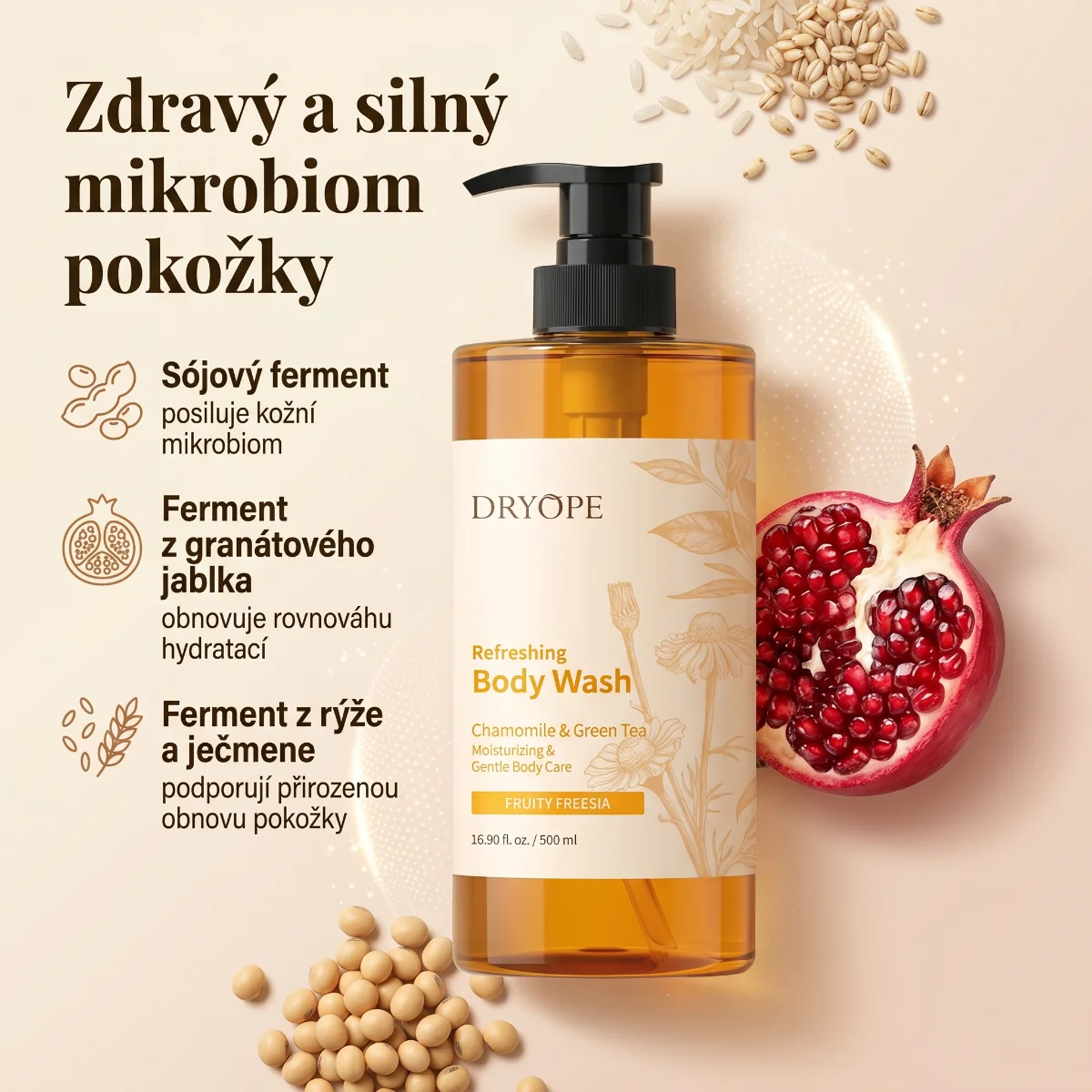 DRYOPE Fruity Freesia osvěžující body wash 500 ml