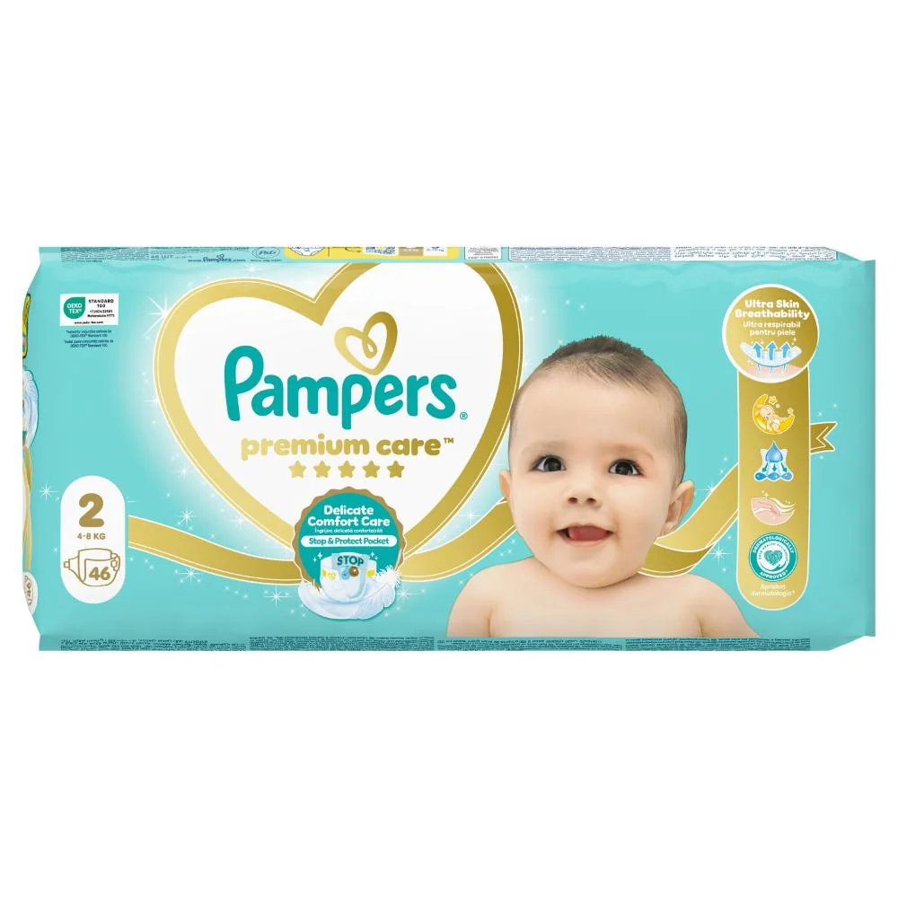 Pampers Premium Care vel. 2 4–8 kg dětské pleny 46 ks