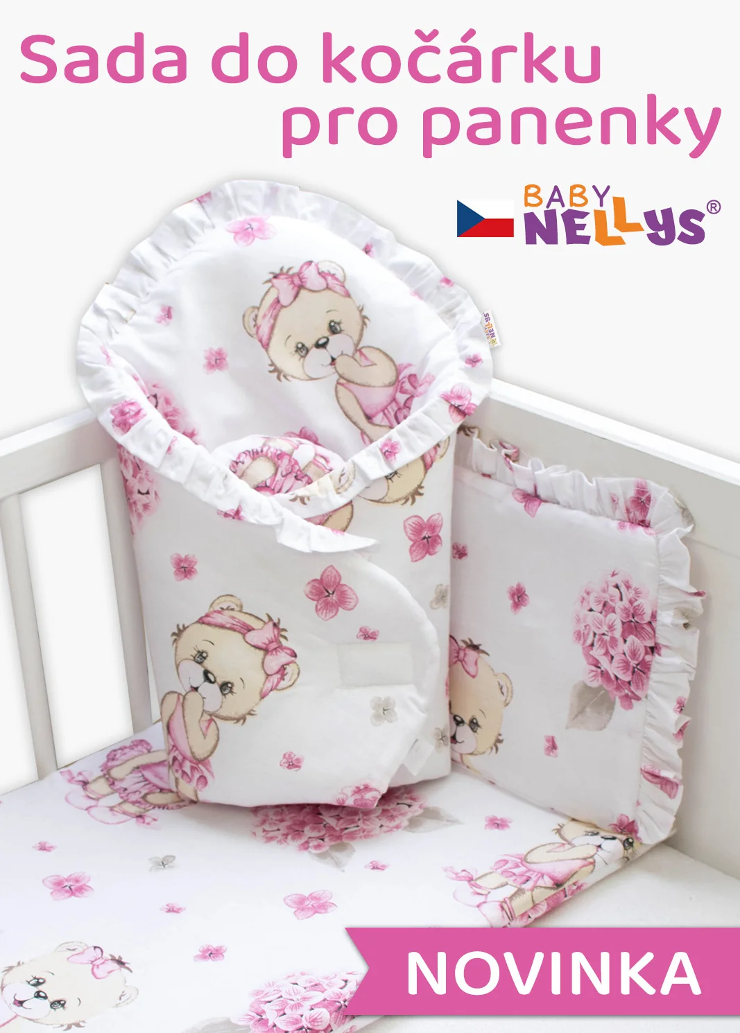 Baby Nellys Sada pro panenku 3D, Míša Baletka, růž.