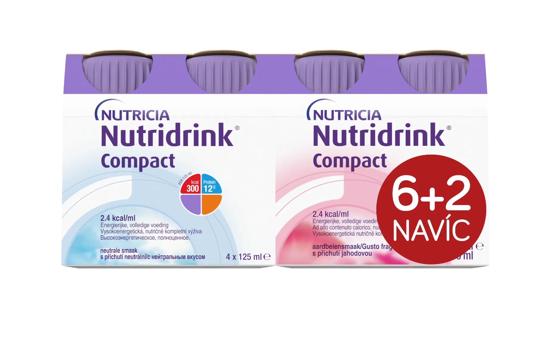 Nutridrink Compact 6+2 s příchutí neutral-jahoda 8x125 ml