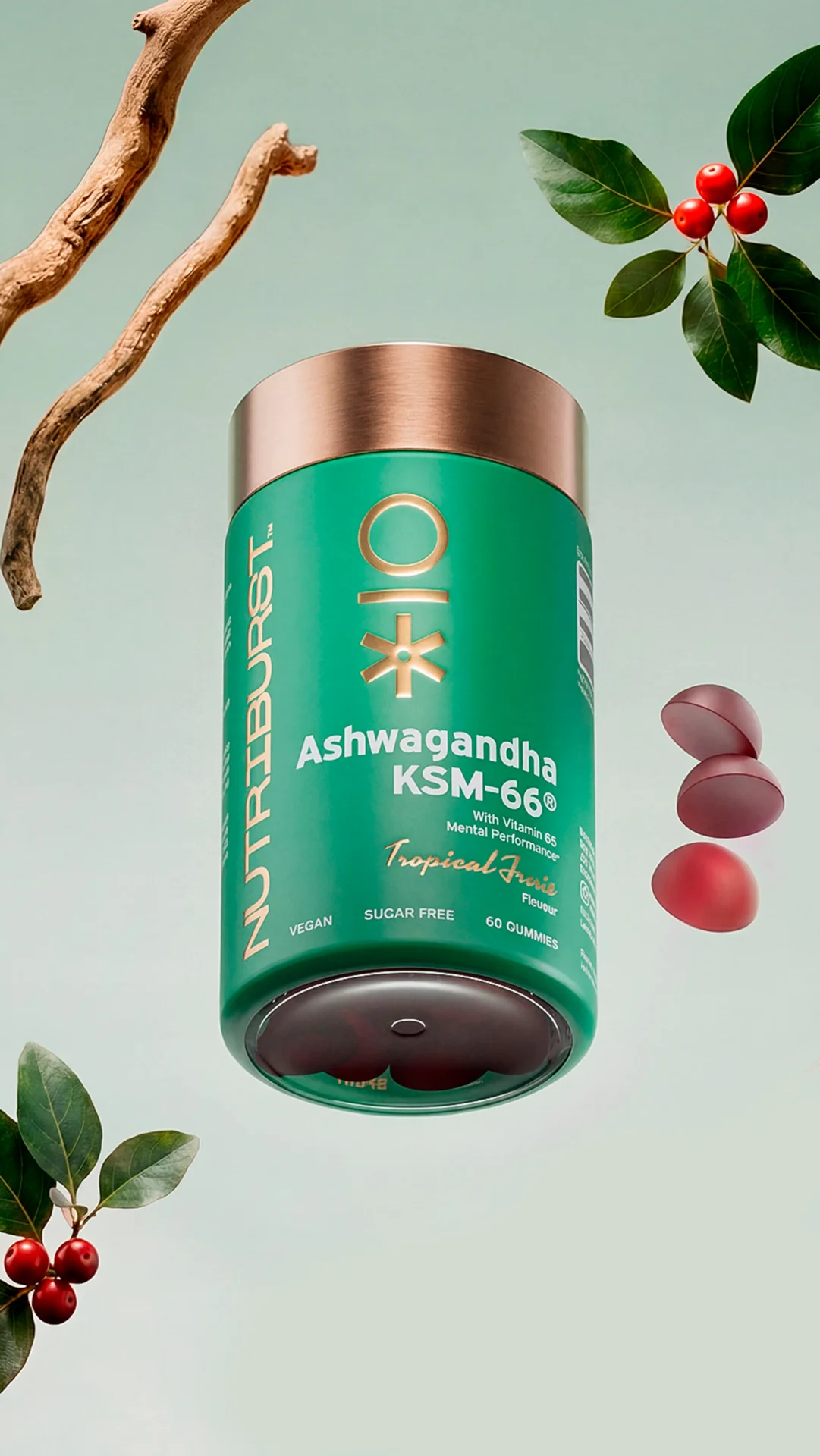 Nutriburst Premium Ashwagandha KSM-66 gummies 60 ks lesní ovoce
