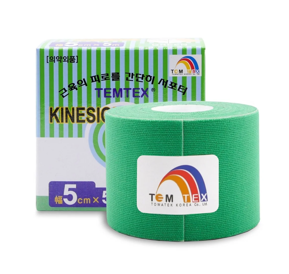 TEMTEX Kinesio tape 5 cm x 5 m tejpovací páska zelená