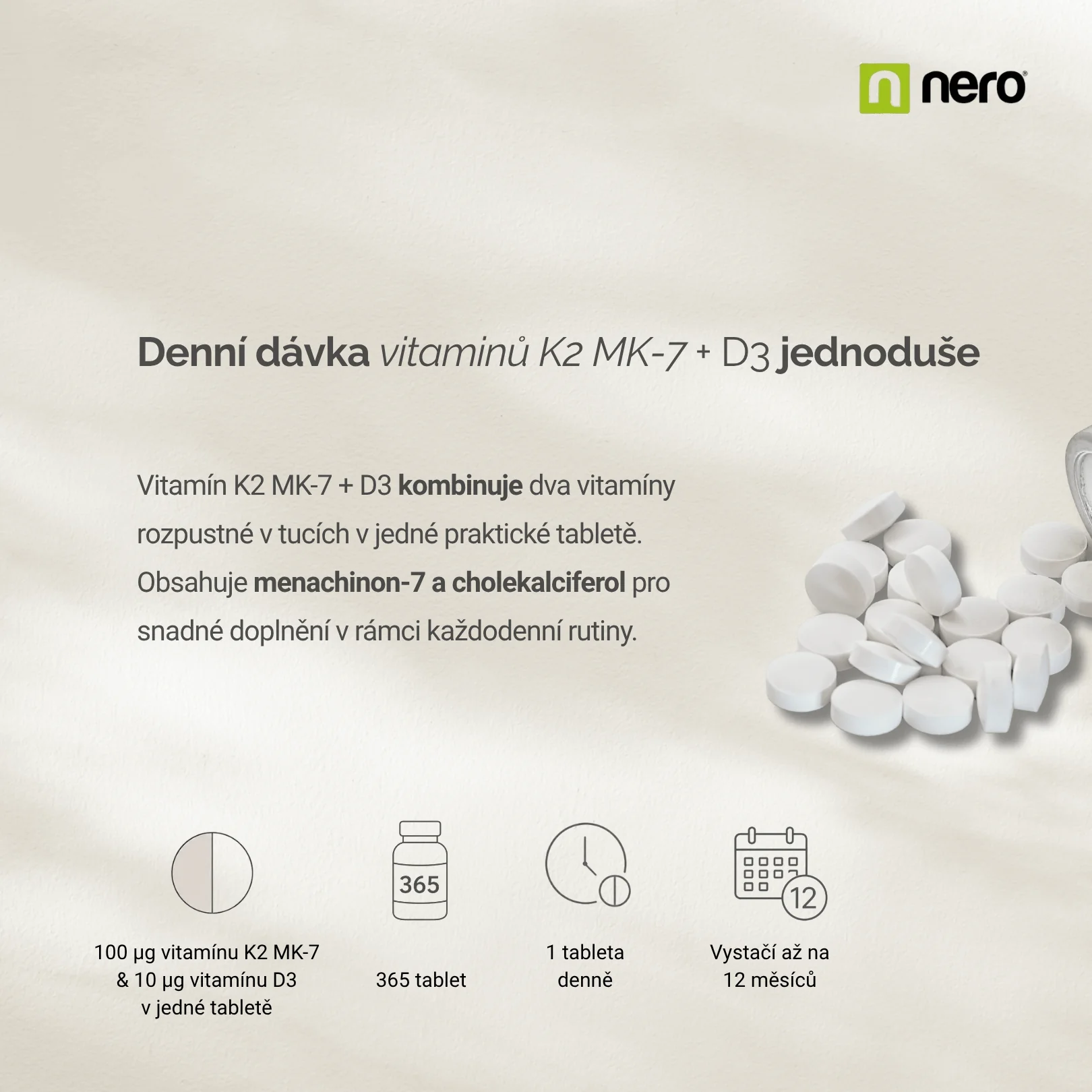 NERO Vitamin K2MK7+D3 365 tablet