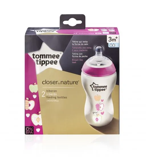 Tommee Tippee C2N 3m+ 340 ml kojenecká láhev s obrázky 2 ks