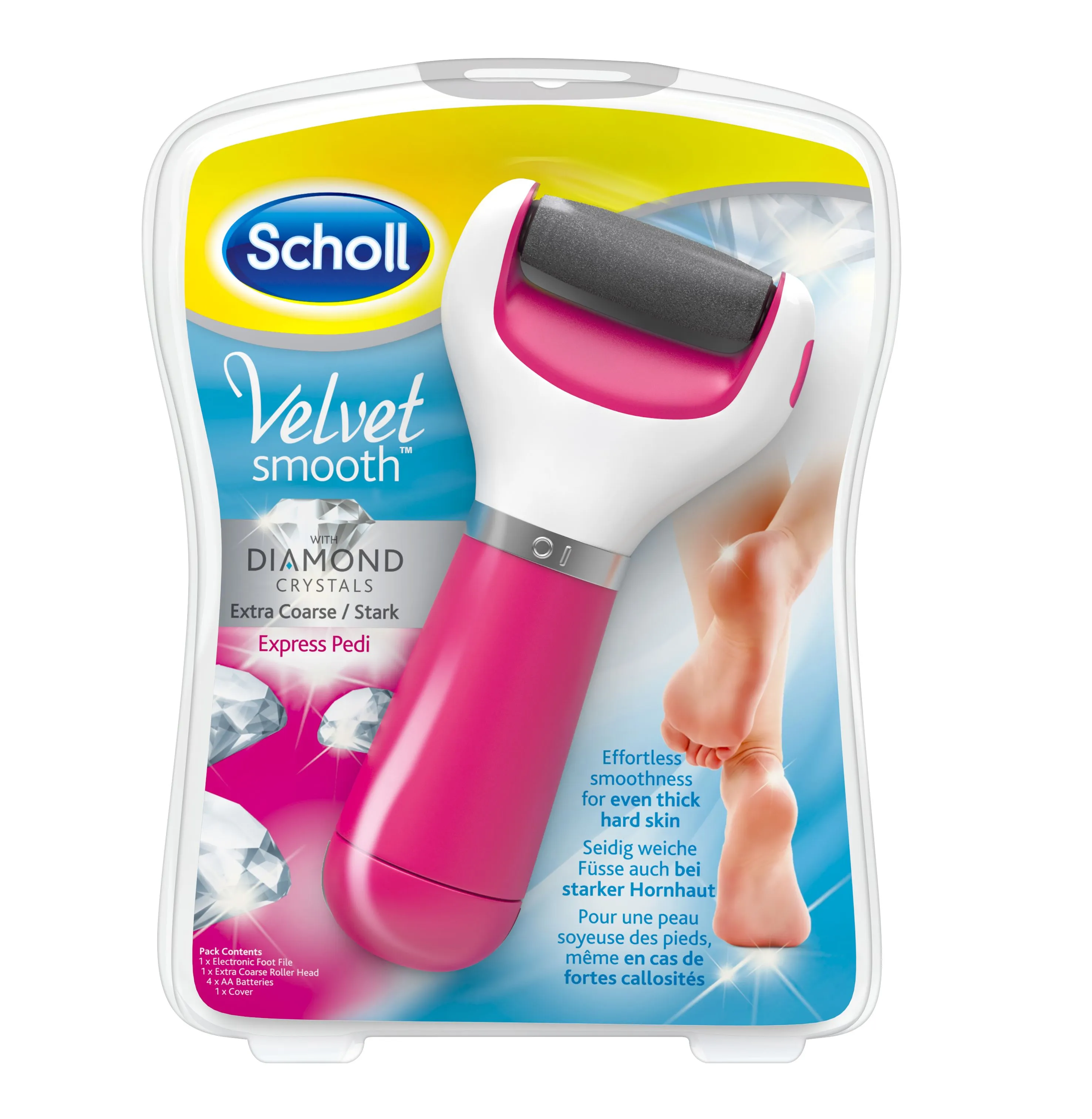 Scholl Velvetsmooth Elektický pilník na chodidla extra hrubý růžový