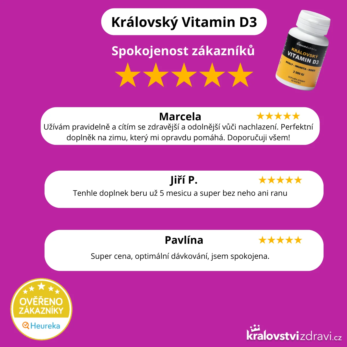 Království zdraví Královský Vitamin D3, 2000 IU, 60 rostlinných kapslí