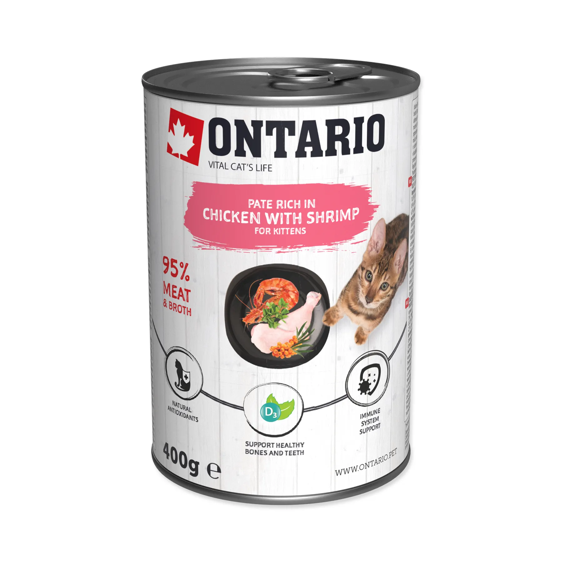Ontario Kitten Kuřecí paté s krevetami konzerva 400 g