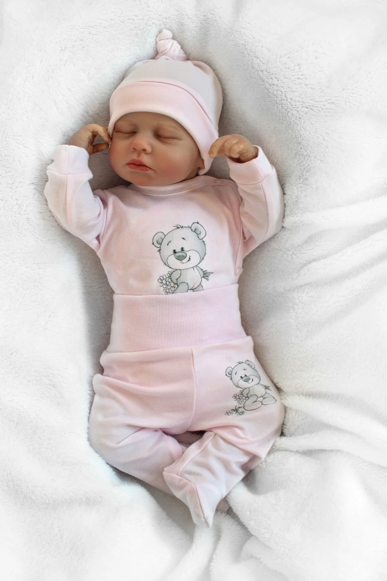 Baby Nellys Soupravička pro miminko, 5D, Little Teddy,růžová, vel. 50