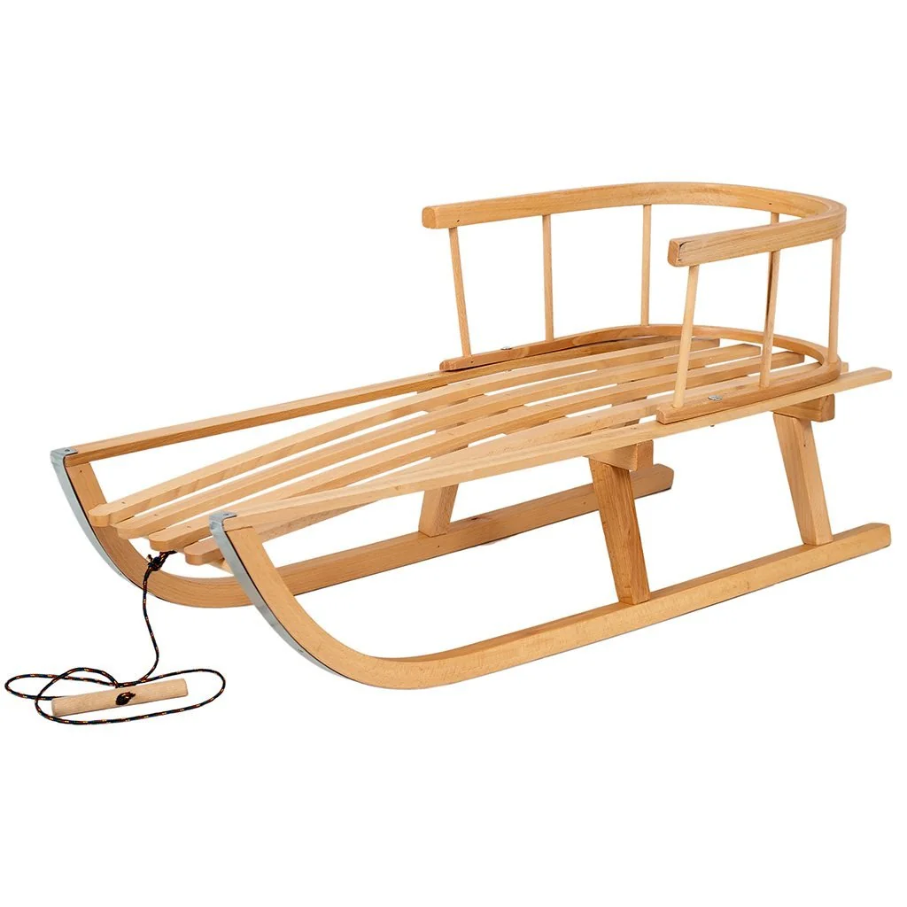 Bayo Dětské celodřevěné sáňky s opěradlem a provázkem  90 cm