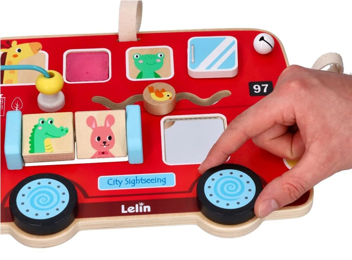 Lelin Edukační motorická dřevěná tabule - autobus