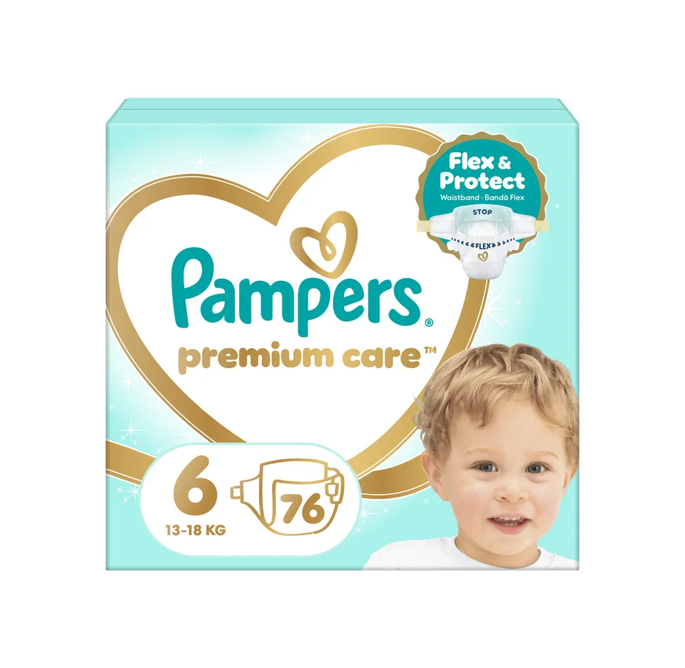 Pampers Premium Care vel. 6 13–18 kg dětské pleny 76 ks