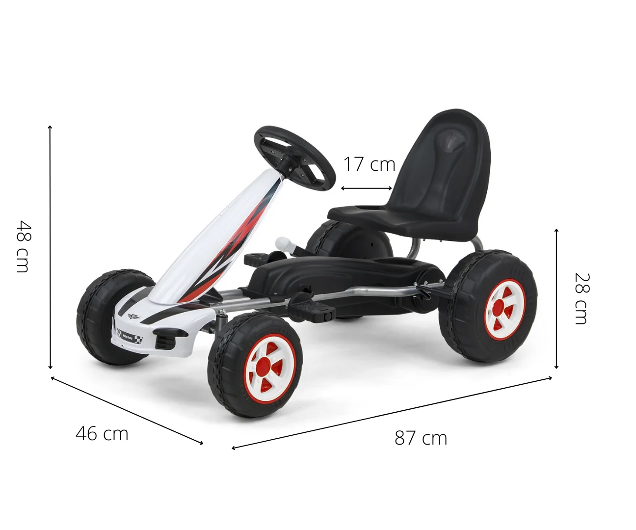 Milly Mally Dětská šlapací motokára Viper - bílá, černá 