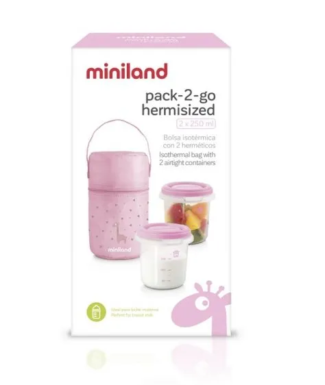 Miniland Termoizolační pouzdro + kelímky na jídlo Pink 2 ks