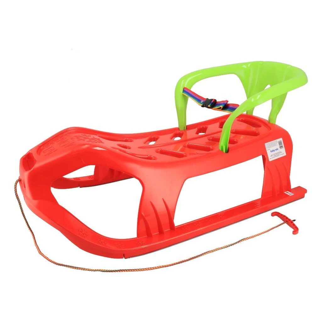 Baby Mix Plastové sáňky s opěradlem SNOW STAR červené