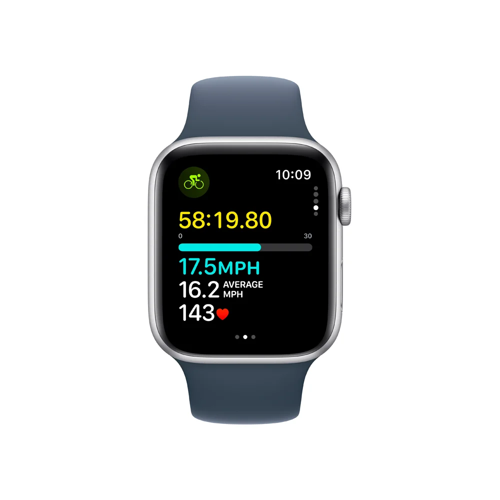 Apple Watch SE Cellular 44 mm sport band S/M smart hodinky Silver/Storm Blue