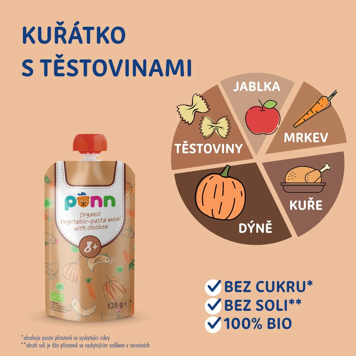 SALVEST Põnn BIO Kuřátko s těstovinami 8m+ 120 g